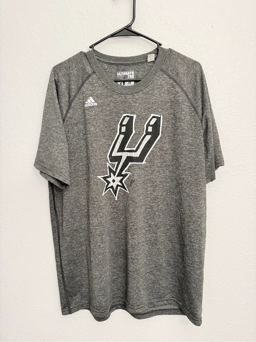 adidas Gray San Antonio Spurs Logo Short Sleeve Tee